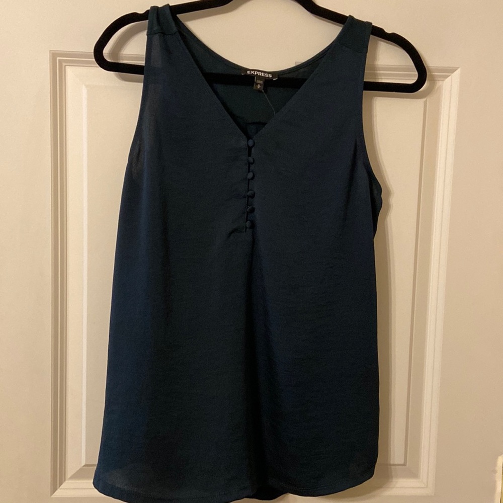 Express 18” Pit To Pit Medium Button Front Green … - image 1